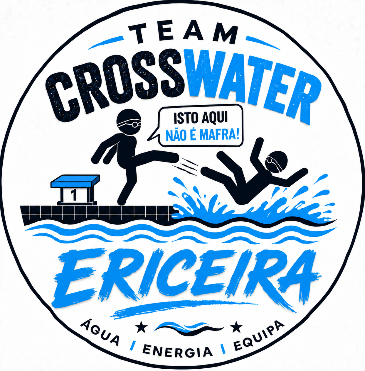 Emblema Team Crosswater Ericeira — Água, energia, equipa.